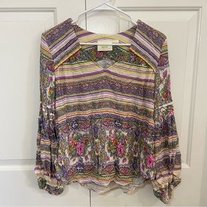 Maeve by Anthropologie Floral Patterned Long Sleeve Shirt Size XS